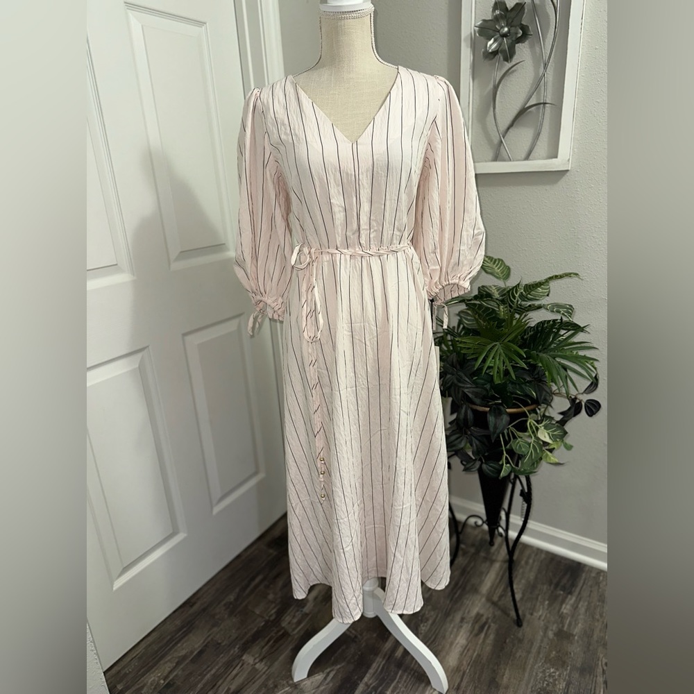 NWT Calvin Klein Women’s Blush Short Sleeve Midi Belted Dress Size 4